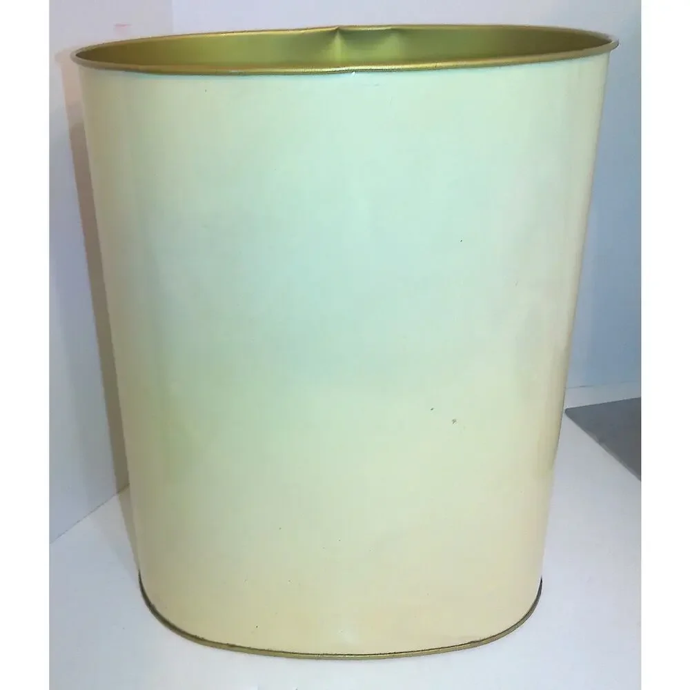 Vtg Cheinco Tulip Metal Trash Can Mid Century Modern Floral Waste Basket